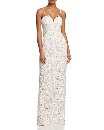 Bariano Emma Sweetheart Lace Gown White/Nude Size 8 - Image 1