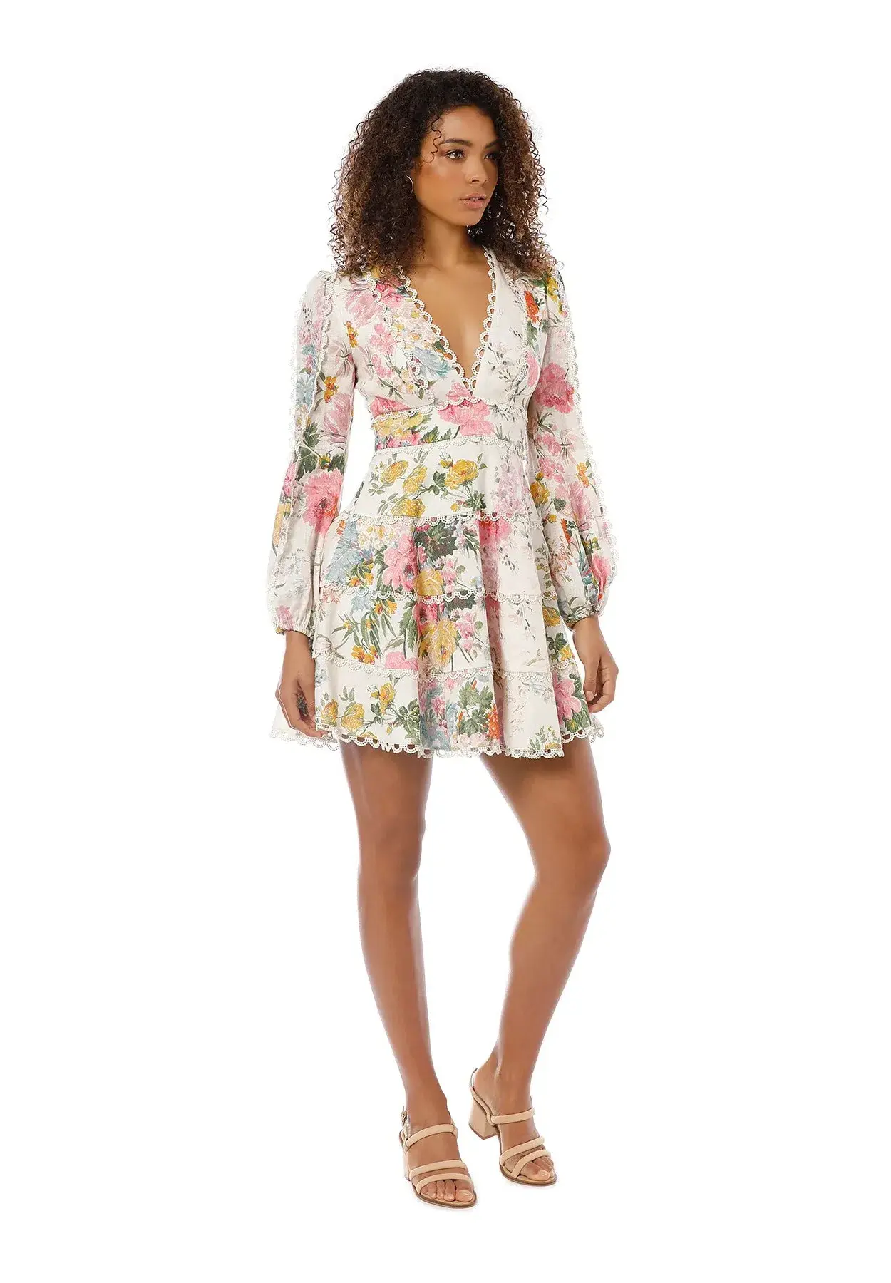 Zimmermann Heathers Flounce Mini Dress Garden Floral Size 2 / Au 12 - Image 2