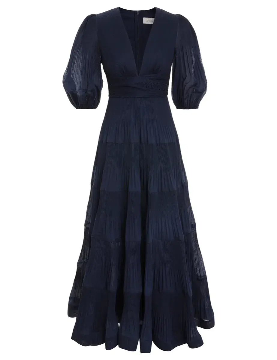 Zimmermann Pleated Midi Dress Navy Size 4/AU 16 for rent on The Volte - main image