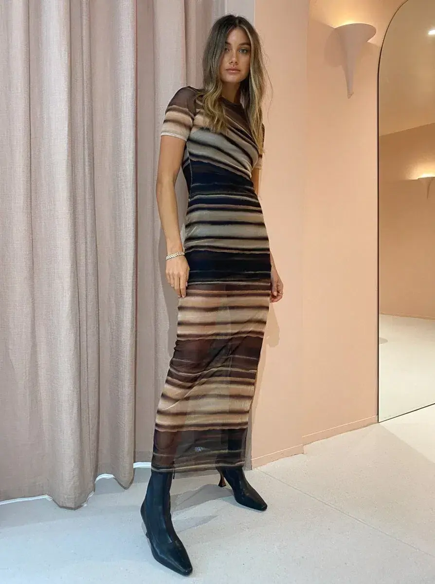 Bec & Bridge Watercolour S/S Maxi Dress Print Size 8 - Image 2