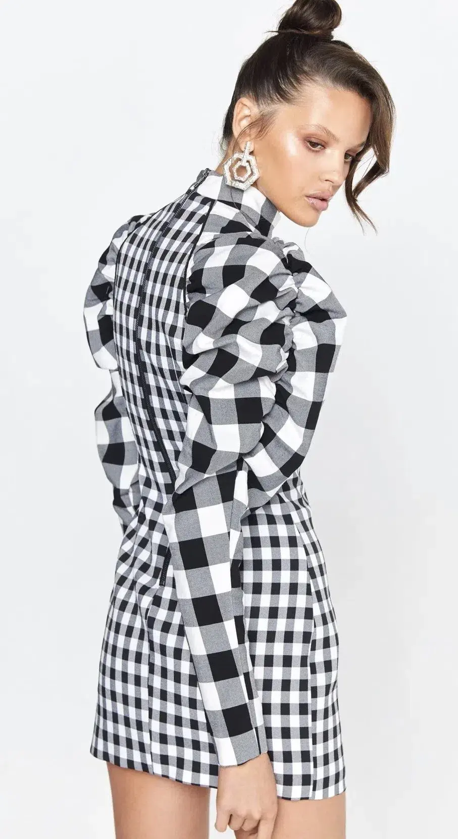Mossman Cross Check Mini Dress Print Size 8 - Image 4