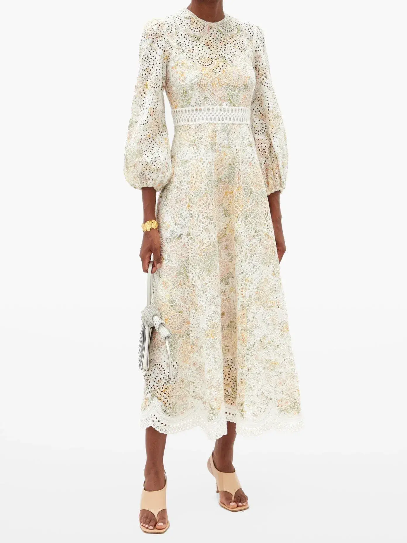 Zimmermann Amelie Broderie Anglaise Midi Dress Floral Print Size 1 / Au 10 - Image 1