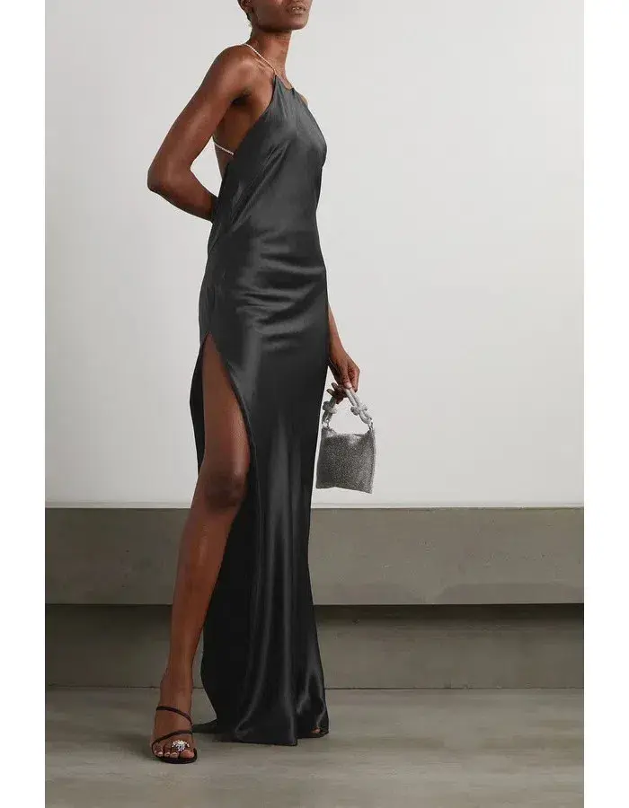 Michael Lo Sordo Charlie Bias Halter Dress Black Size 6 - Image 1