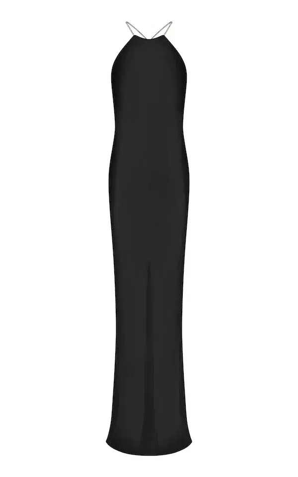 Michael Lo Sordo Charlie Bias Halter Dress Black Size 6 - Image 3