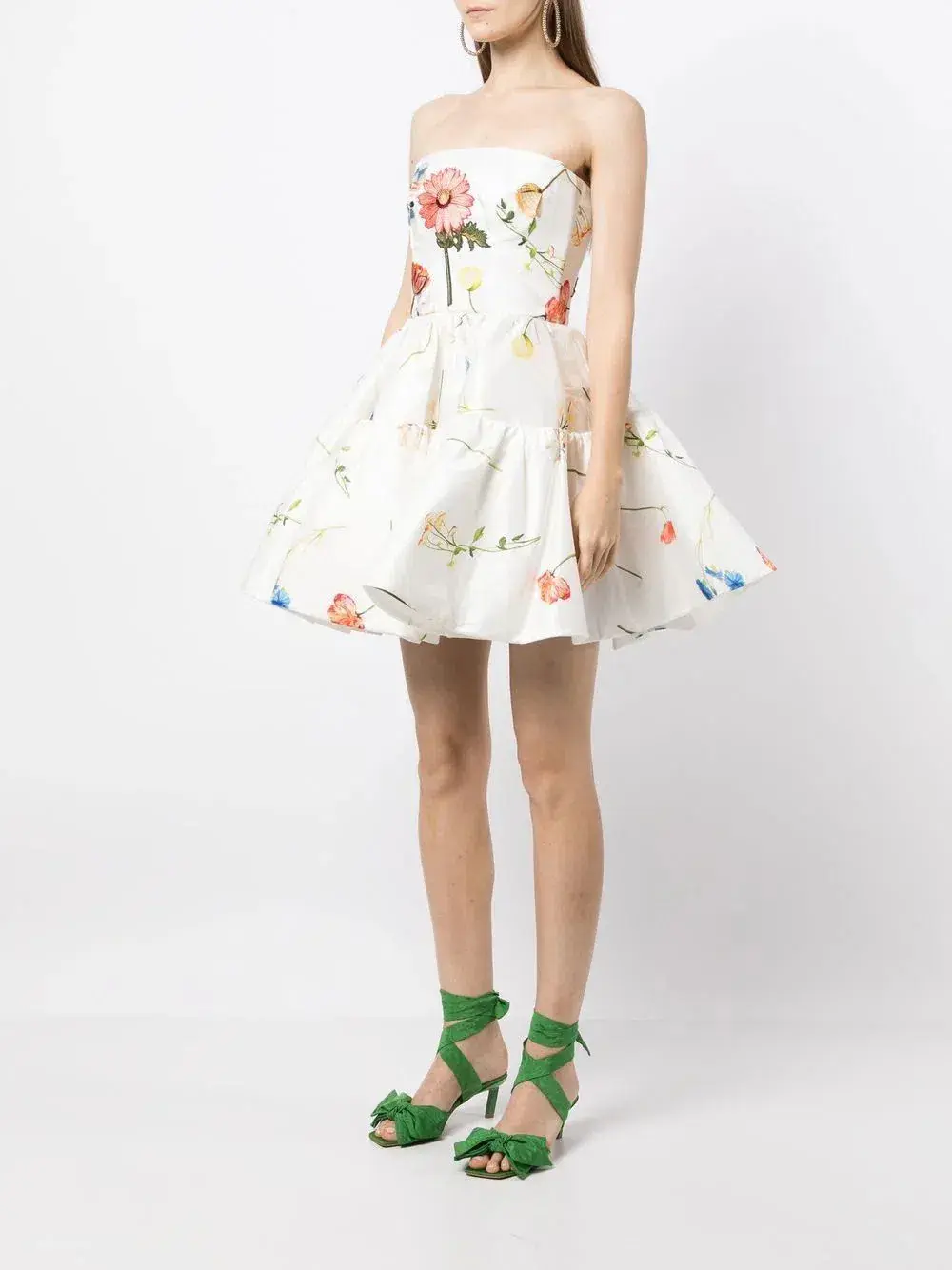 Leo Lin The Fields Embroidered Bustier Mini Dress White Floral Size 14  - Image 1