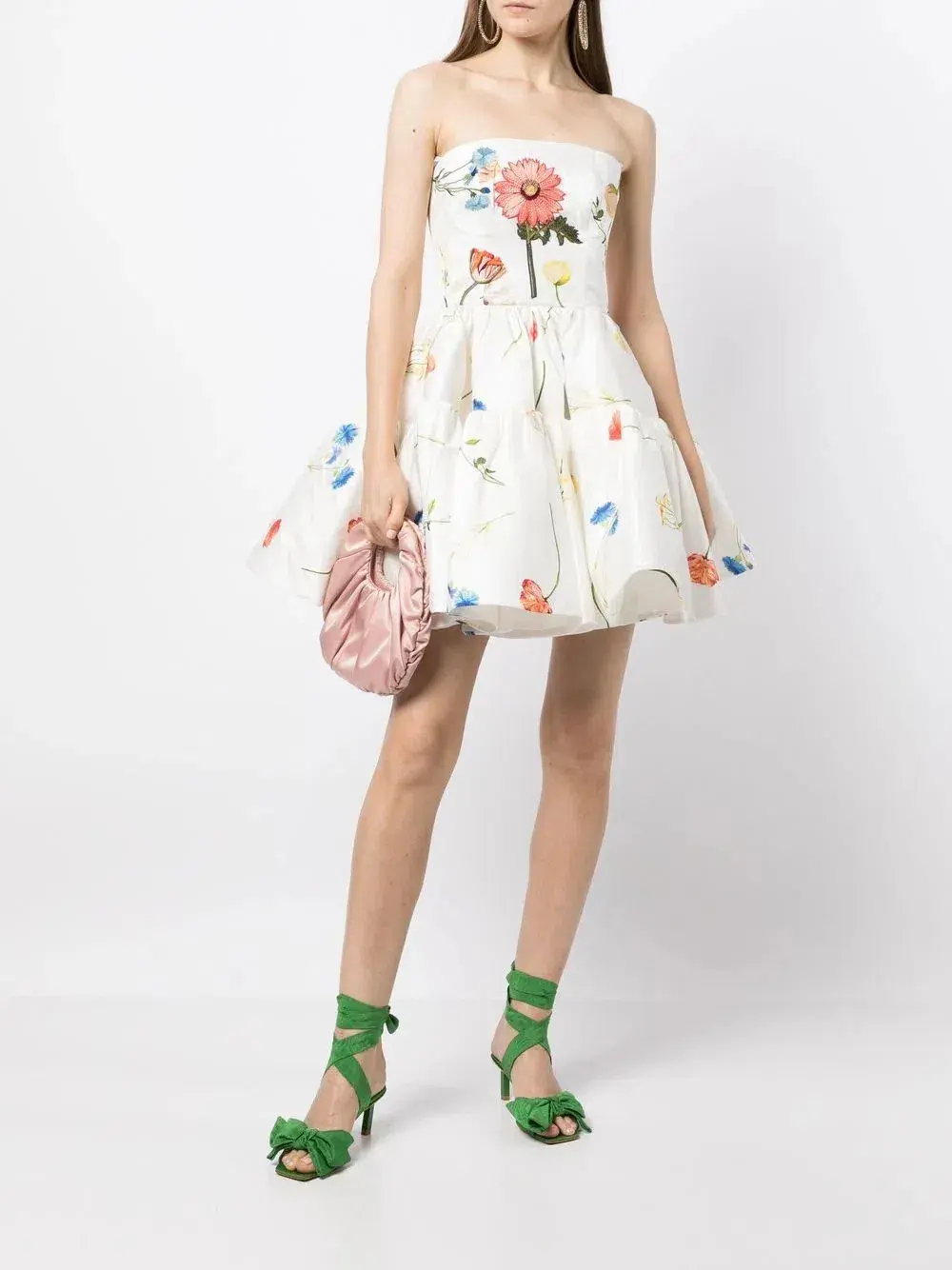 Leo Lin The Fields Embroidered Bustier Mini Dress White Floral Size 14  - Image 2