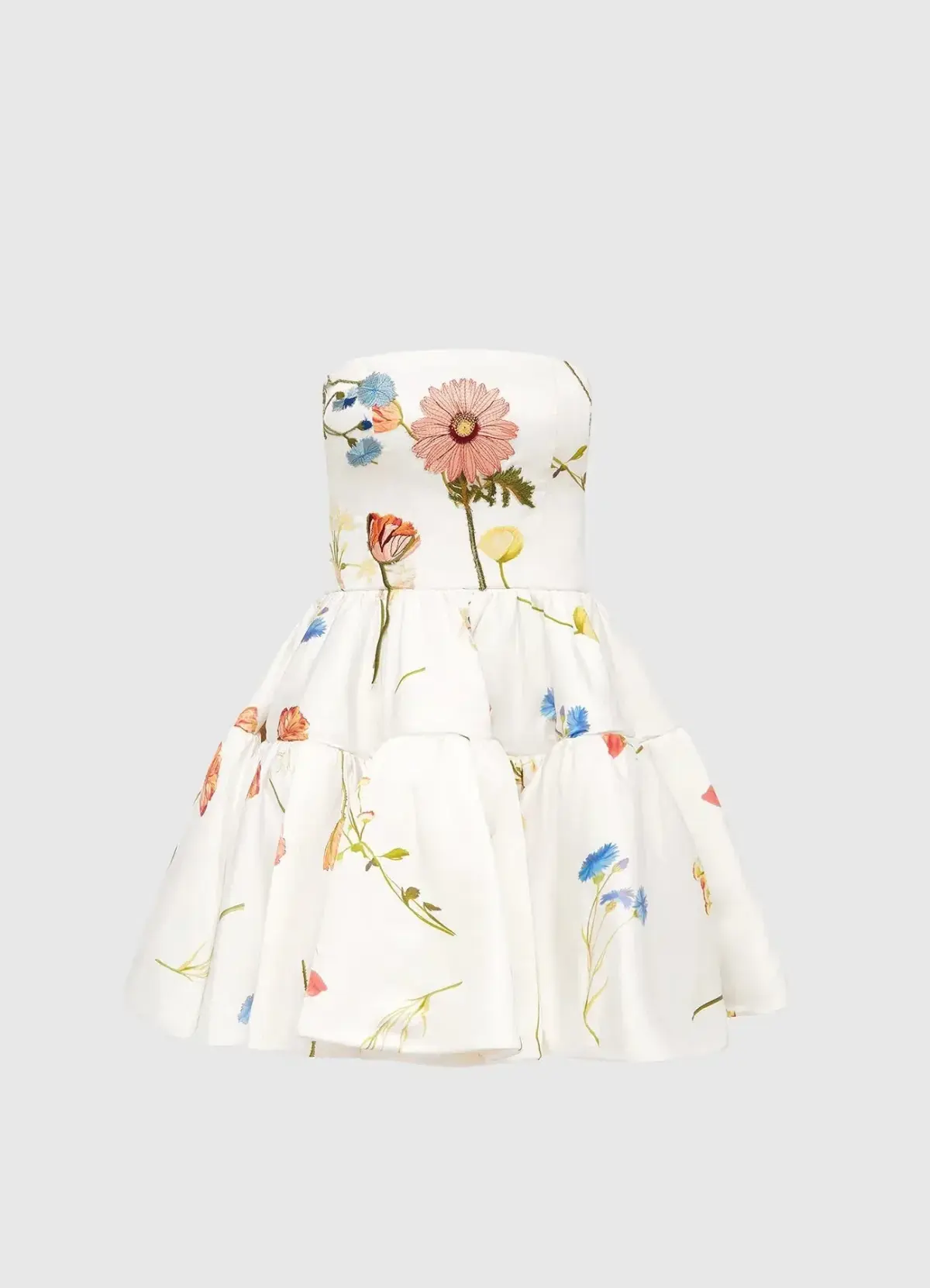 Leo Lin The Fields Embroidered Bustier Mini Dress White Floral Size 14  - Image 4