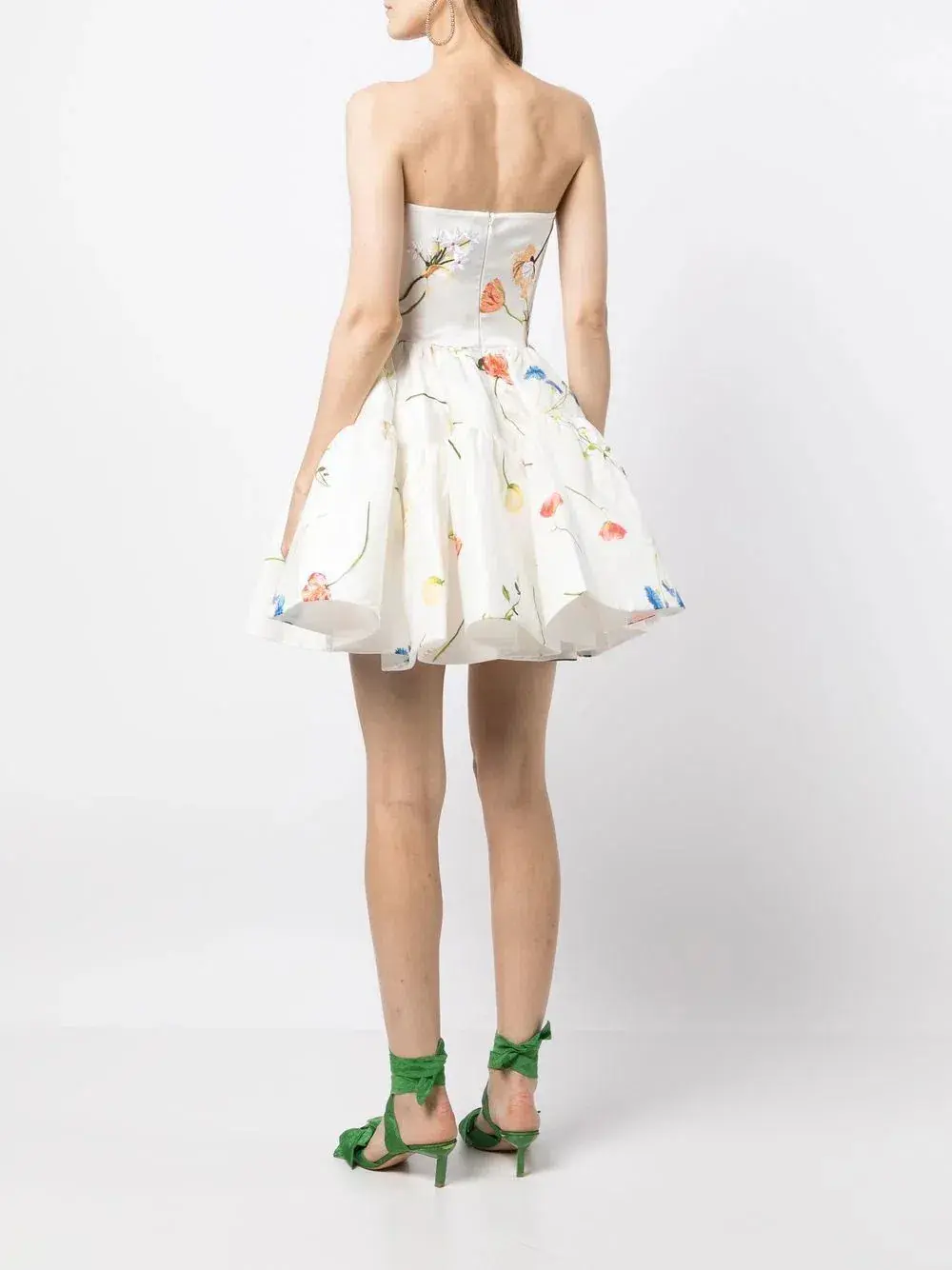 Leo Lin The Fields Embroidered Bustier Mini Dress White Floral Size 14  - Image 3