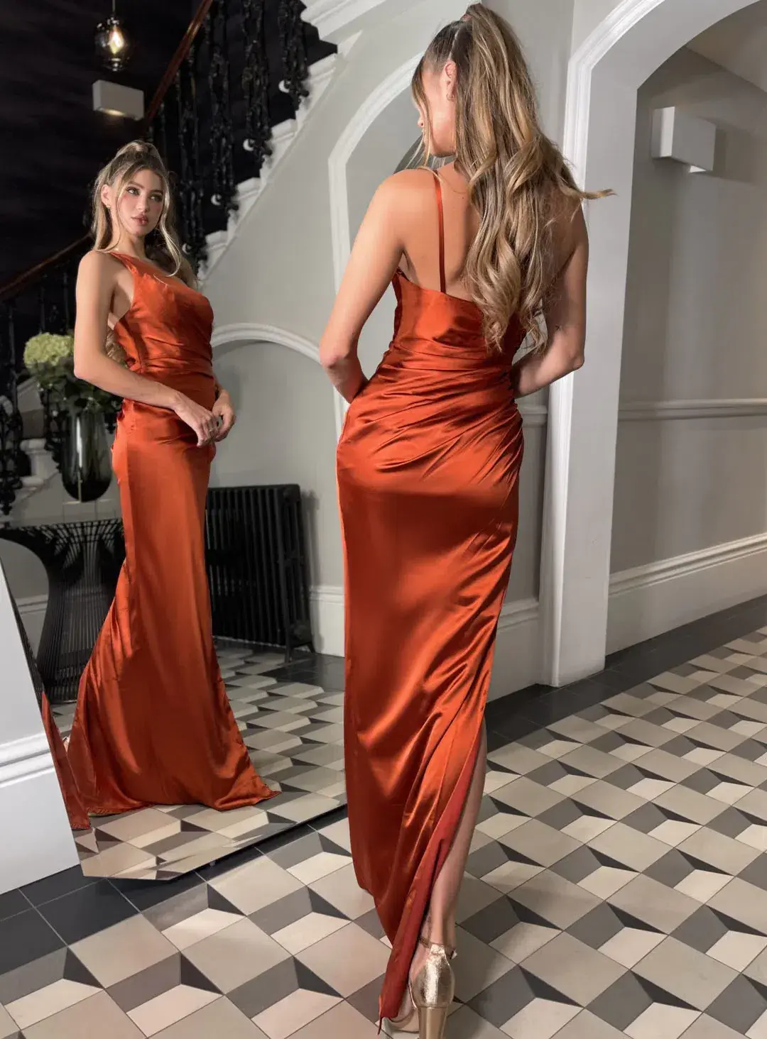 Jadore Romeo JP141 Dress Orange Size 8 - Image 2