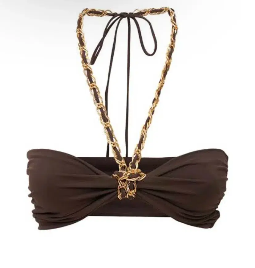 Bec & Bridge Joelene Chain Halterneck Crop Top Brown Size 6 - Image 4