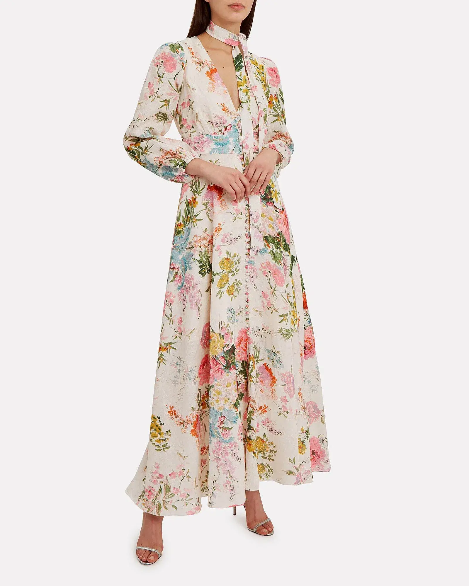 Zimmermann Heathers Plunge Long Maxi Dress Garden Floral Size 2 / AU 12   - Image 1