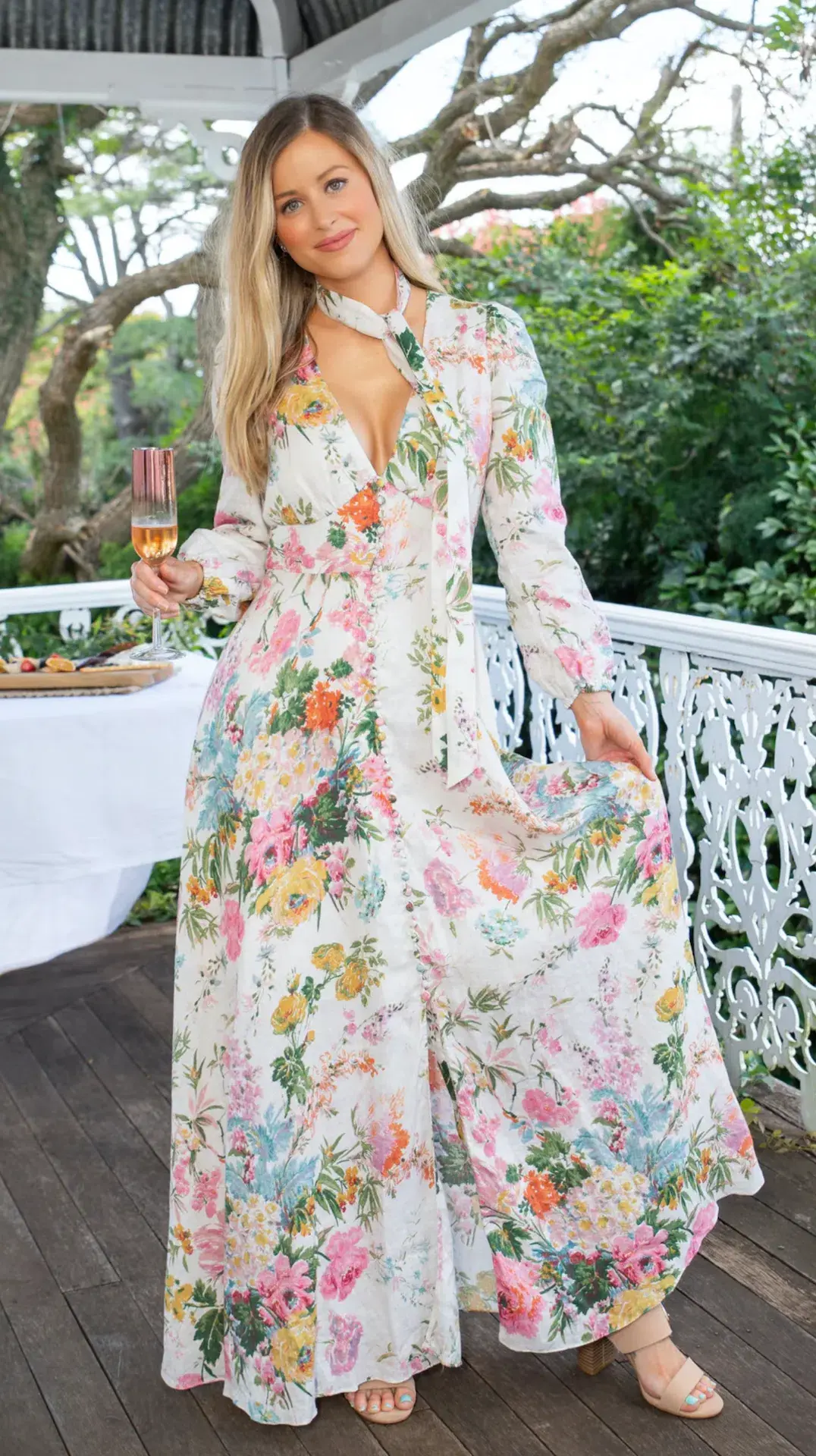 Zimmermann Heathers Plunge Long Maxi Dress Garden Floral Size 2 / AU 12   for rent on The Volte - main image