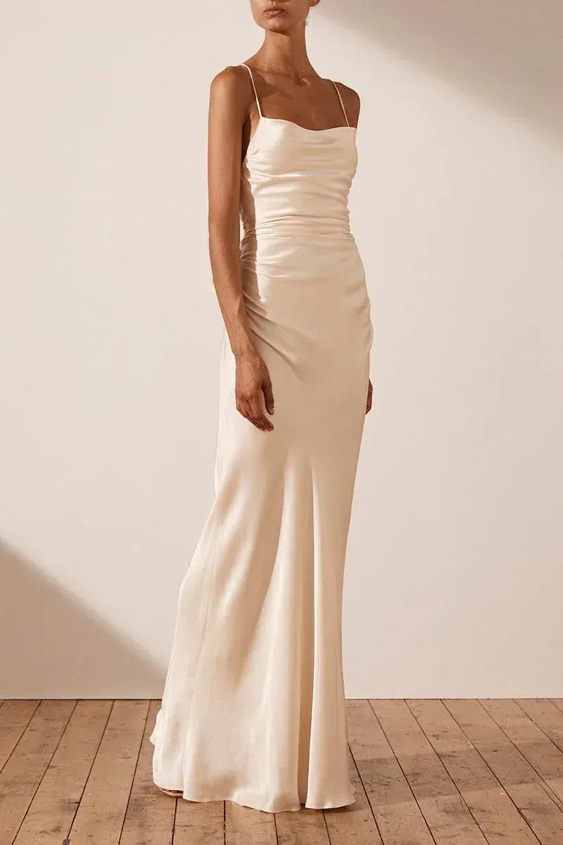 Shona Joy La Lune Lace Back Maxi Dress Cream Size 14 for rent on The Volte - main image