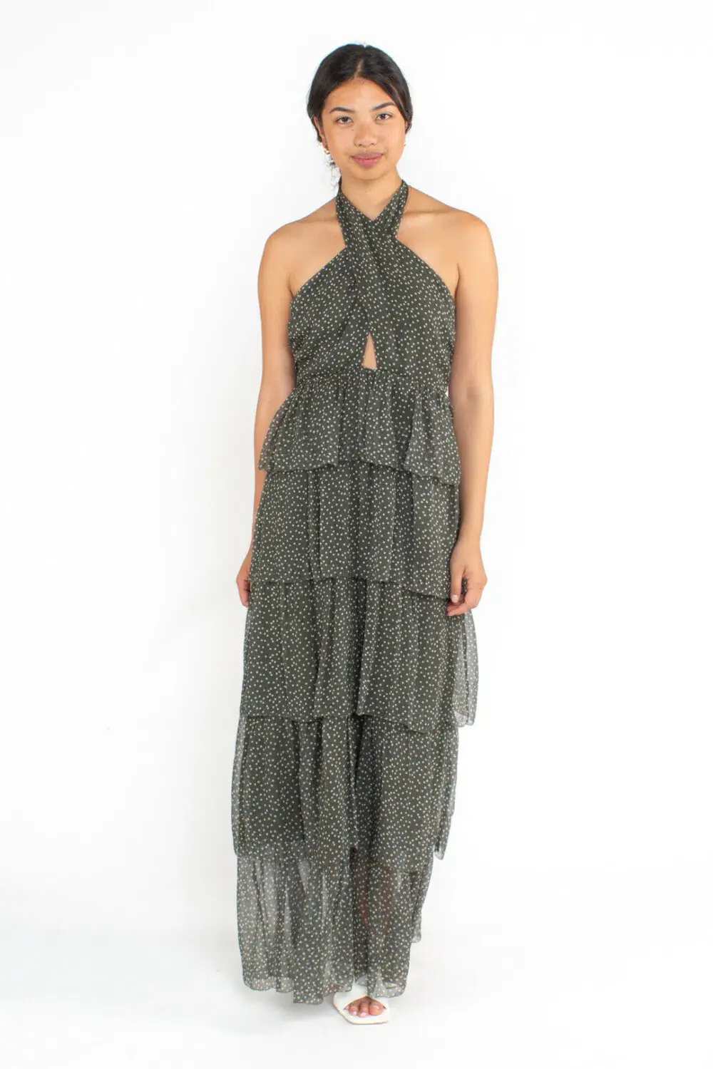 Sir the Label Isabella Halter Gown Green Print Size 1/ Au 10 - Image 1