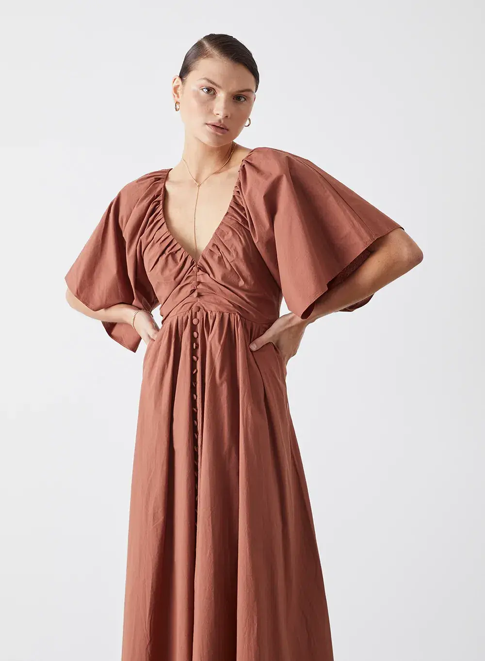 Joslin Sakura Midi Dress Earth Brown Size 10  - Image 2
