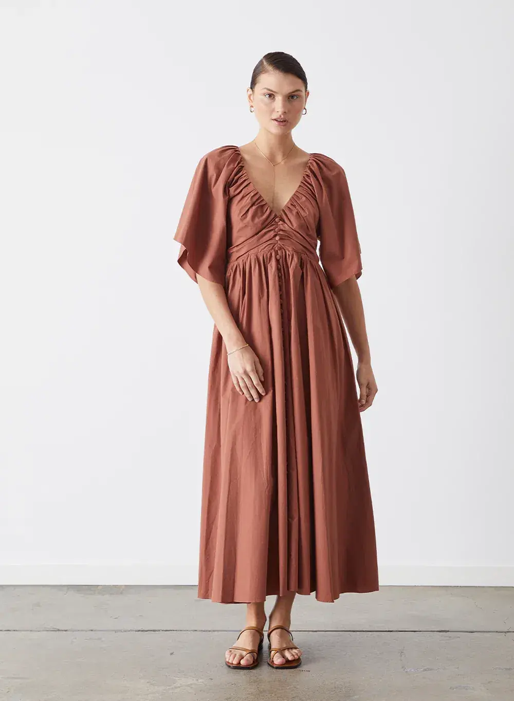 Joslin Sakura Midi Dress Earth Brown Size 10  - Image 1