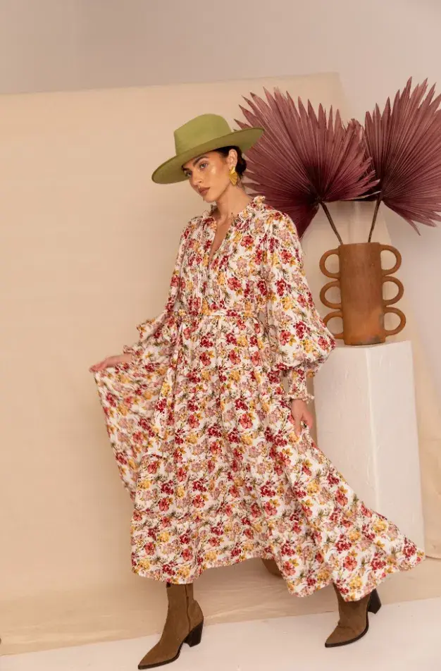 Aje Aurelia Floral Linen Gown Print Size 12 - Image 2