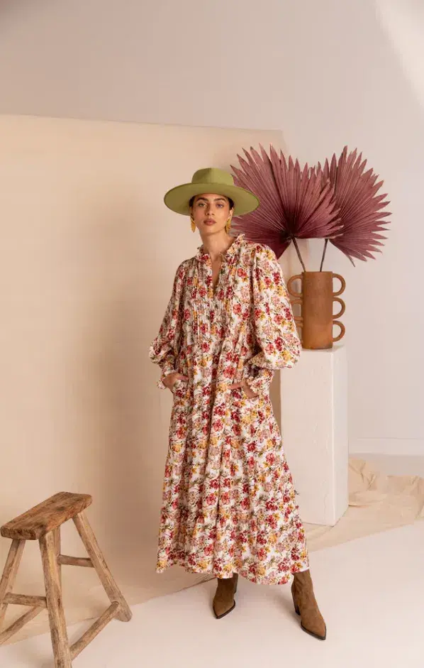 Aje Aurelia Floral Linen Gown Print Size 12 - Image 1