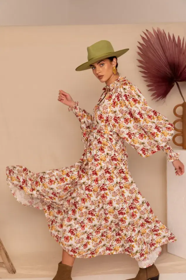 Aje Aurelia Floral Linen Gown Print Size 12 - Image 3