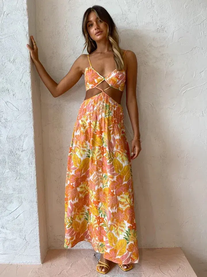 Issy Citrus Dress in Aloha Print Size 6 - Image 1