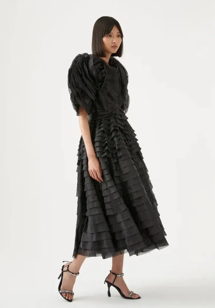 Aje Amour Ruffle Midi Dress Black Size 8 - Image 2