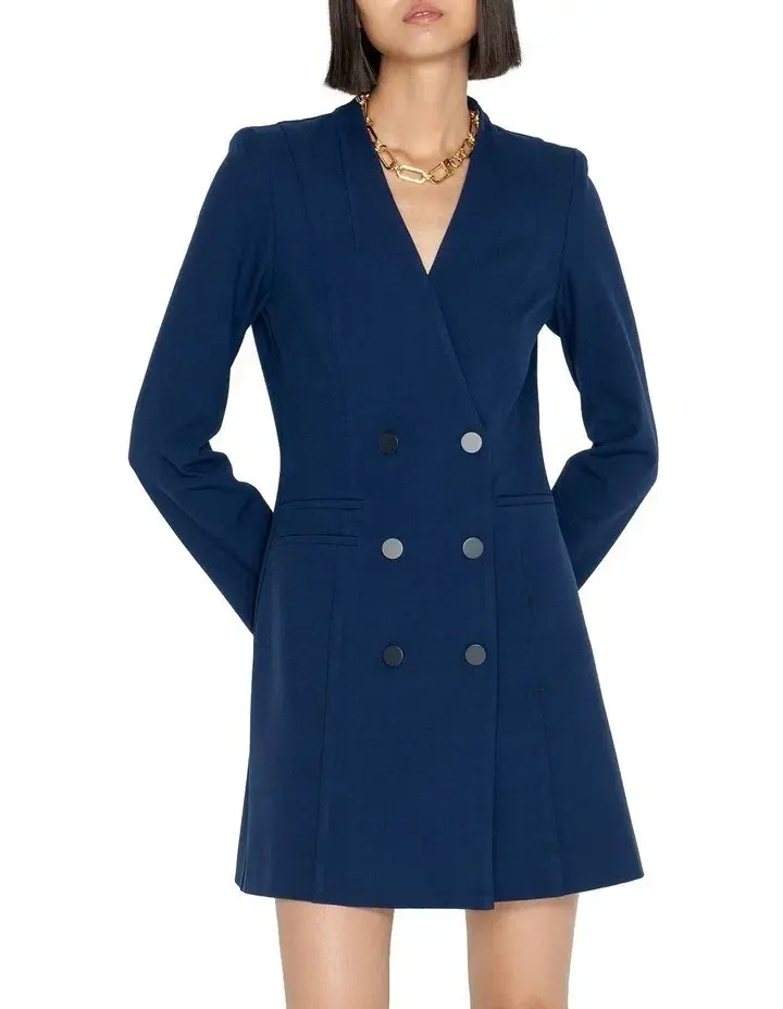 Cue Double Breasted Blazer Dress Navy Size 8  - Image 2