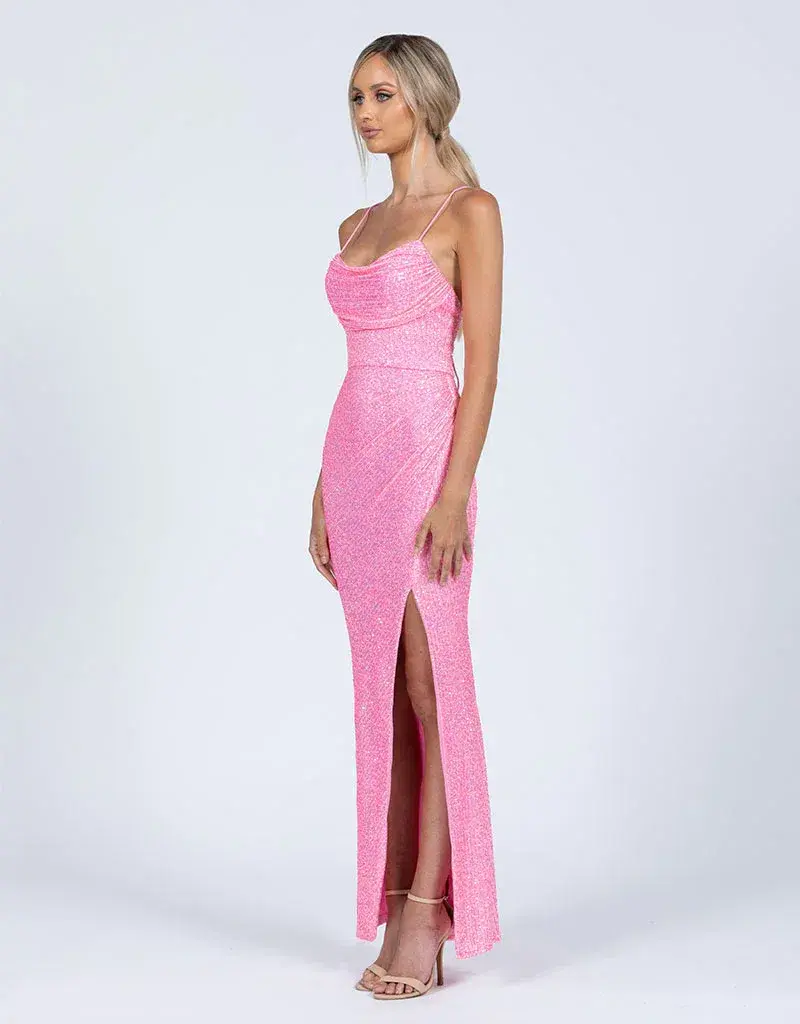 Bariano Dua Cowl Maxi Dress Pink Size XS / Au 6 - Image 2