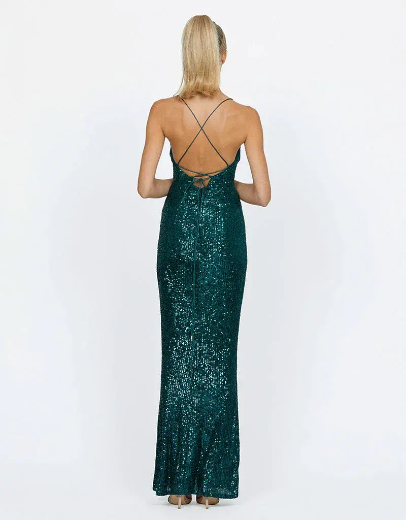 Bariano Dua Cowl Maxi Dress Green Size M / Au 10 - Image 2
