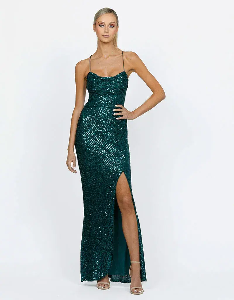 Bariano Dua Cowl Maxi Dress Green Size M / Au 10 - Image 1