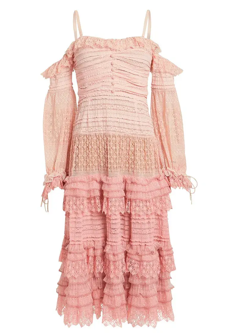 Jonathan Simkhai Lace Knit Off-The-Shoulder Dress Pink Size 6 - Image 3