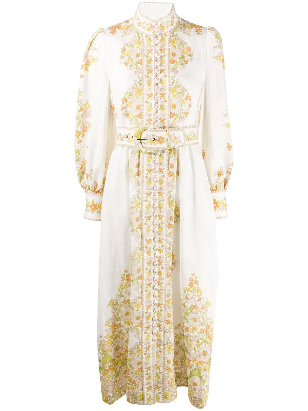 Zimmermann Super Eight Tubular Long Sleeve Linen Maxi Dress Print Size 0 / AU 8 - Image 4