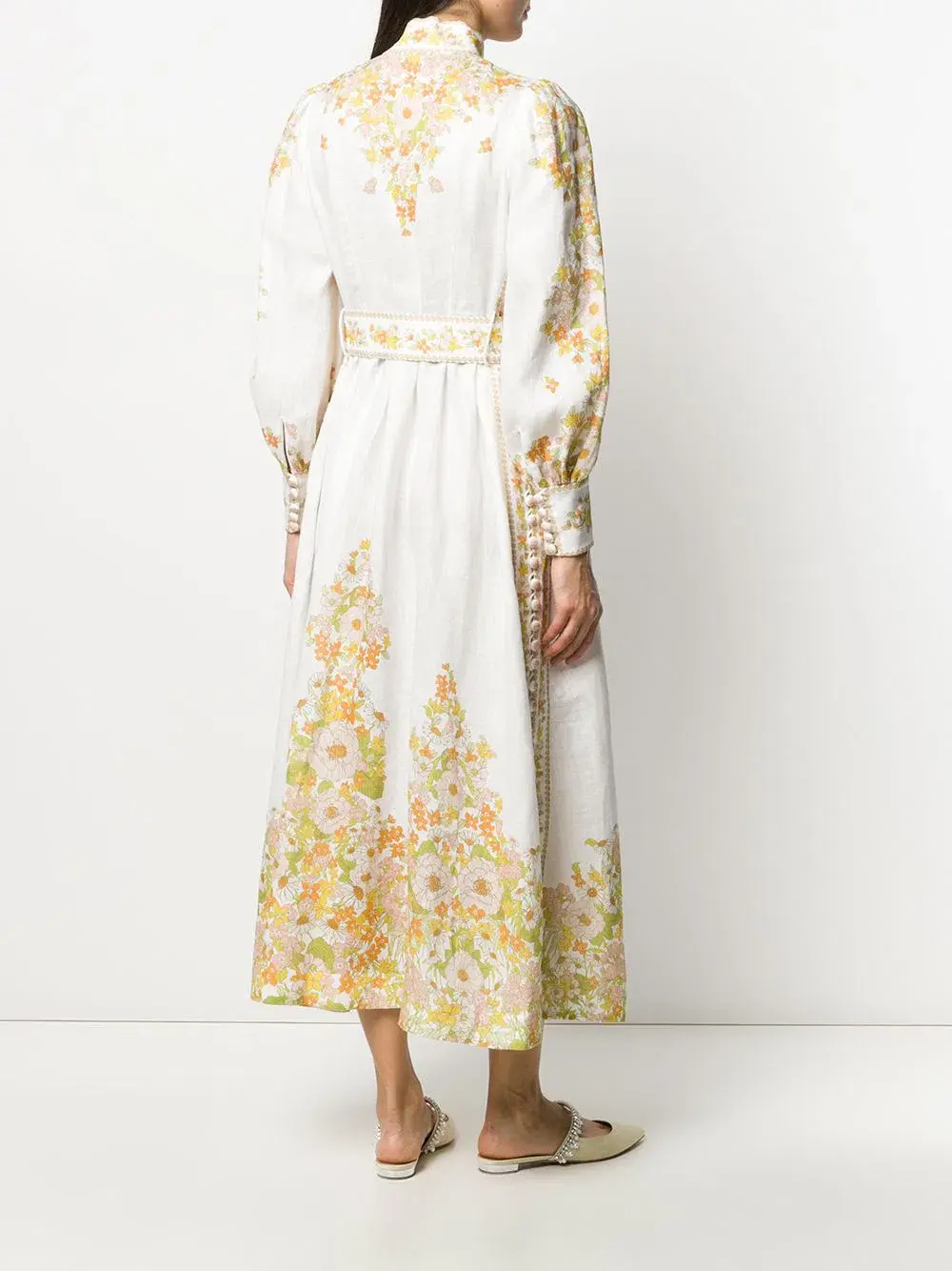 Zimmermann Super Eight Tubular Long Sleeve Linen Maxi Dress Print Size 0 / AU 8 - Image 3