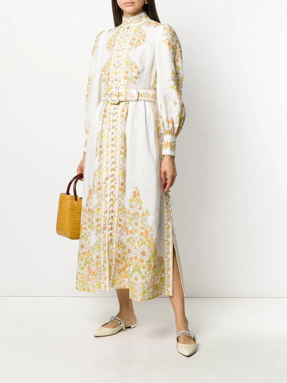 Zimmermann Super Eight Tubular Long Sleeve Linen Maxi Dress Print Size 0 / AU 8 - Image 1
