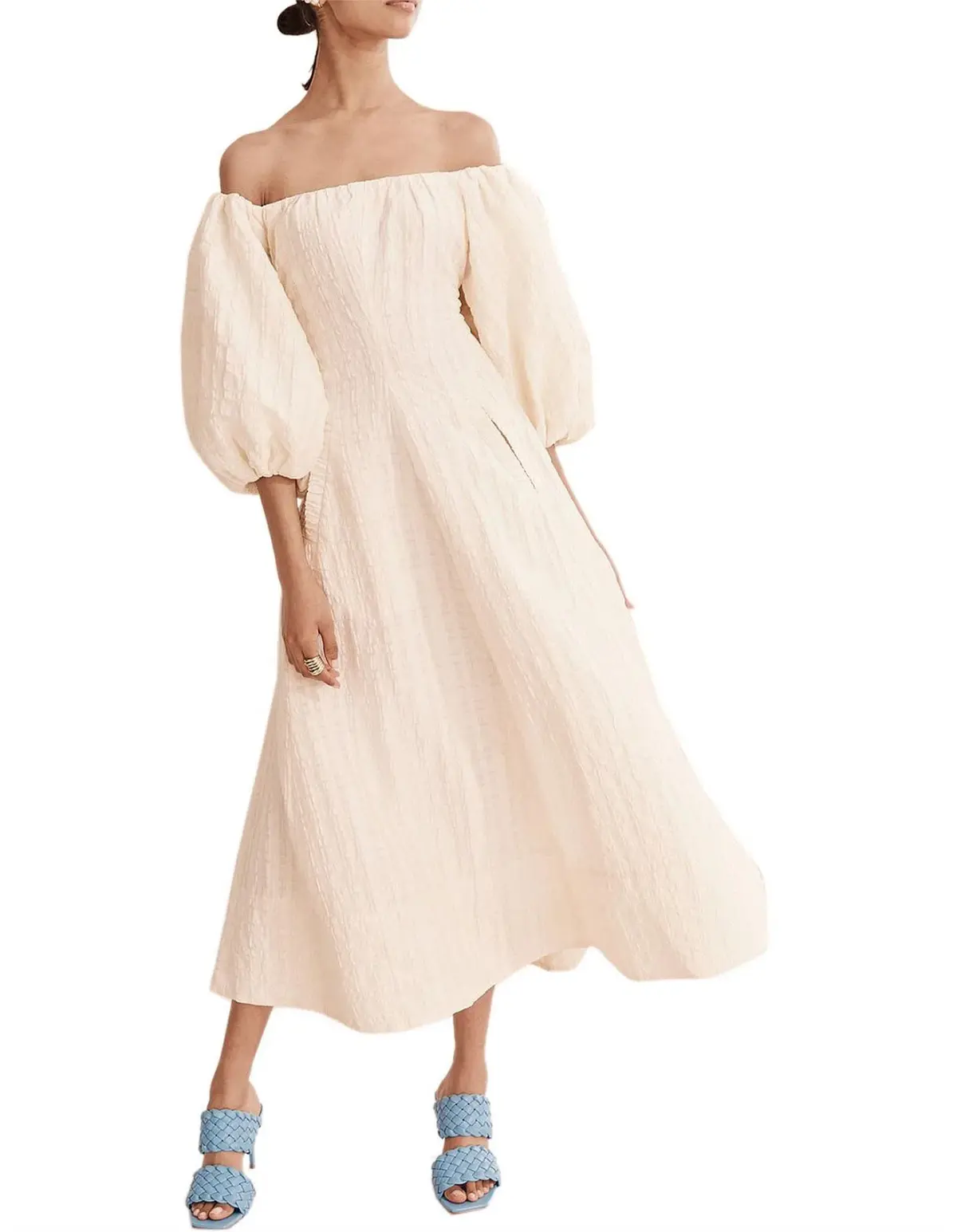 Country Road Off Shoulder Midi Dress Cream Size 12 - Image 1