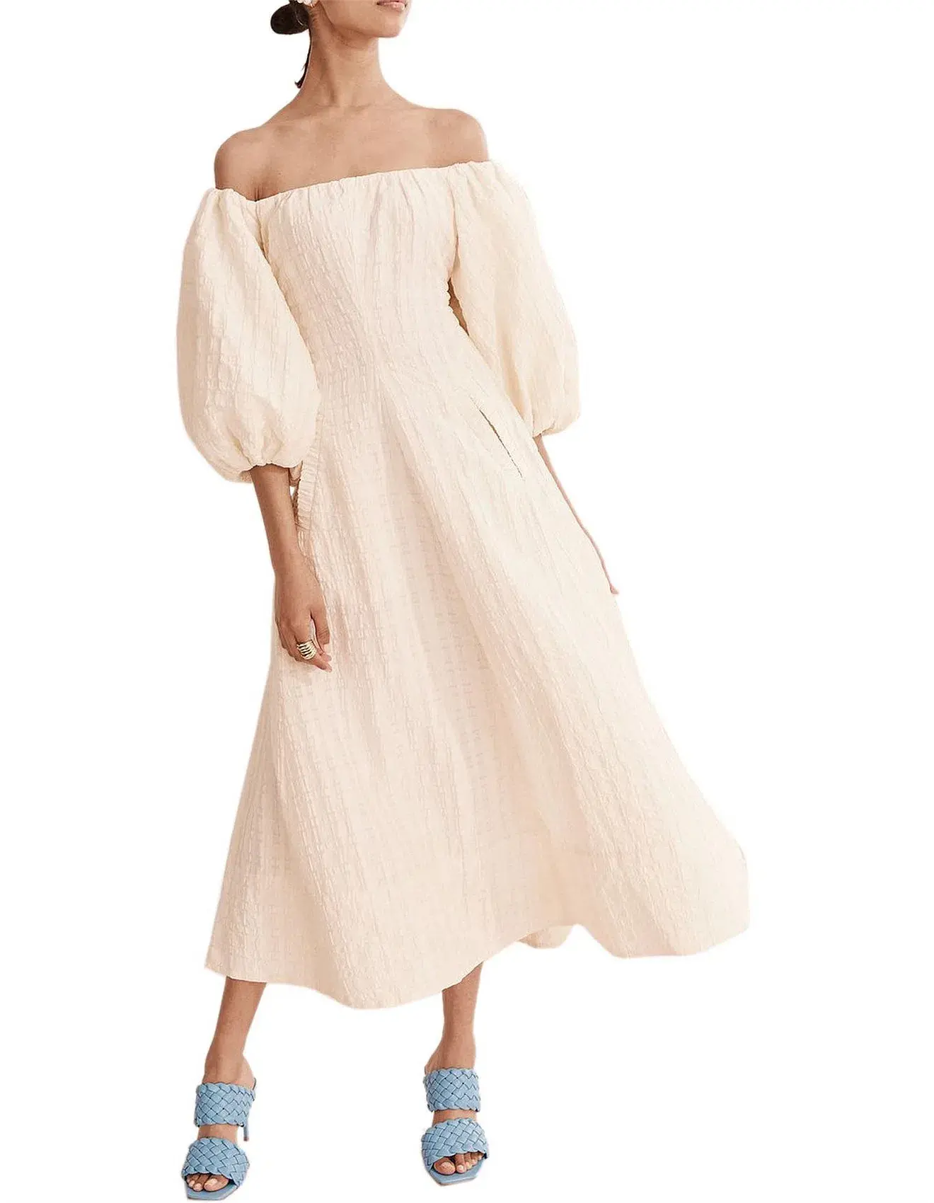 Country Road Off Shoulder Midi Dress Cream Size 12 - Image 1