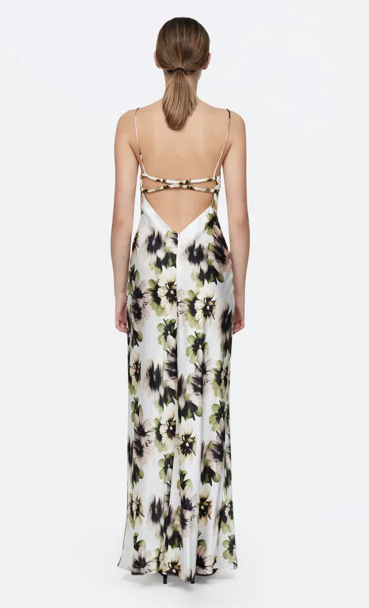 Bec & Bridge Bloom Silk Maxi Dress Ivory Floral Size 8 - Image 2