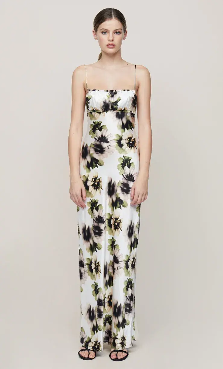 Bec & Bridge Bloom Silk Maxi Dress Ivory Floral Size 8 - Image 3