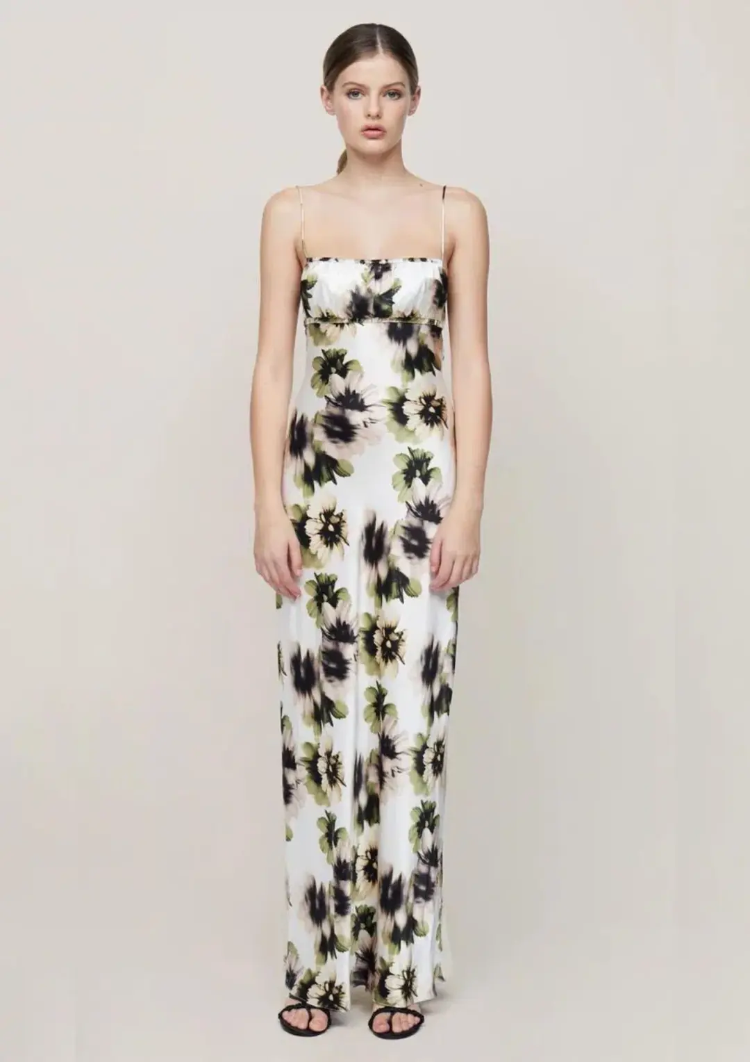 Bec & Bridge Bloom Silk Maxi Dress Ivory Floral Size 8 for rent on The Volte - main image