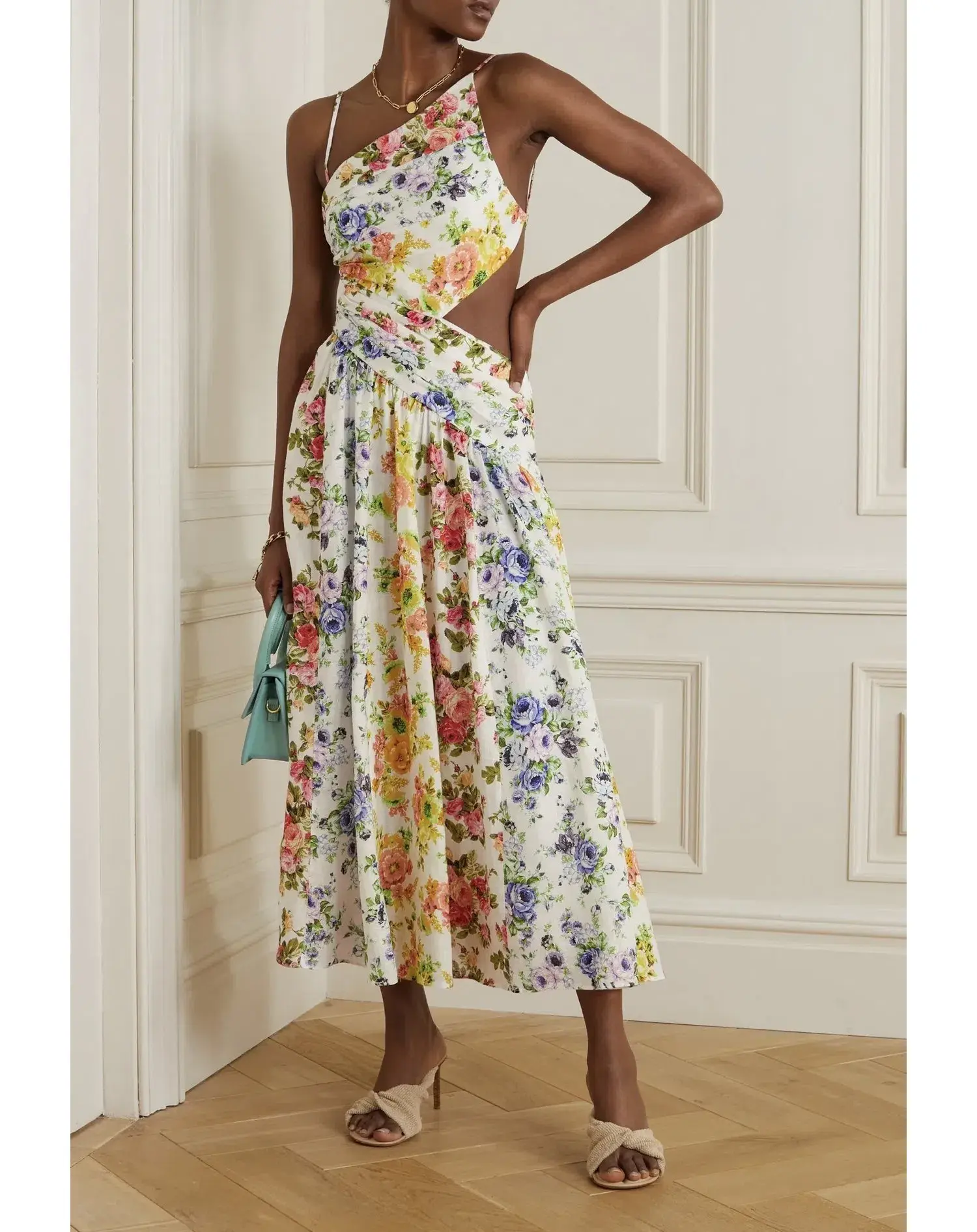 Zimmermann Net Sustain Asymmetric Open Back Floral Print Size 1 / Au 10 - Image 1