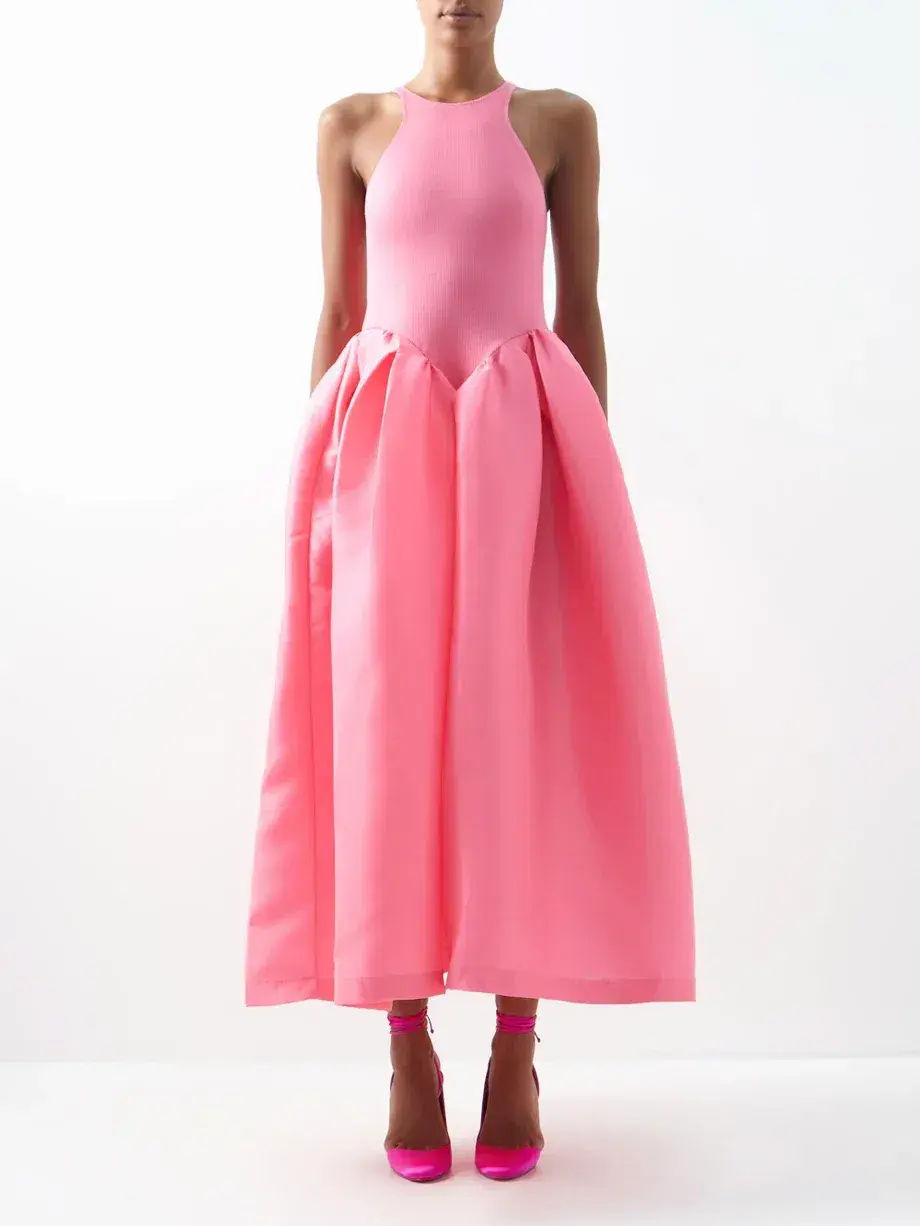  Marques' Almeida Cotton And Taffeta Midi Dress in Pink Size S / Au 8 - Image 1