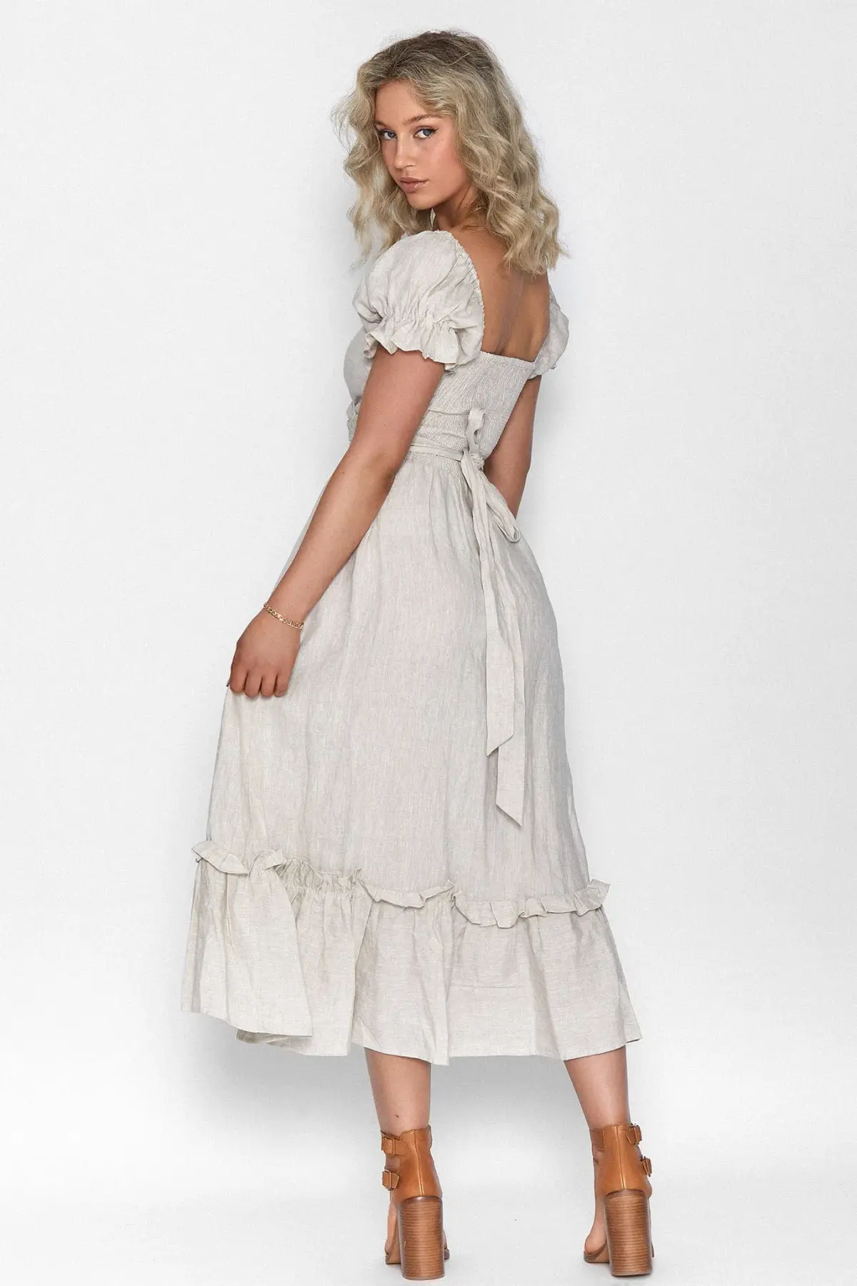 Aulieude Marianne Dress in Oat Cream Size 16 - Image 3