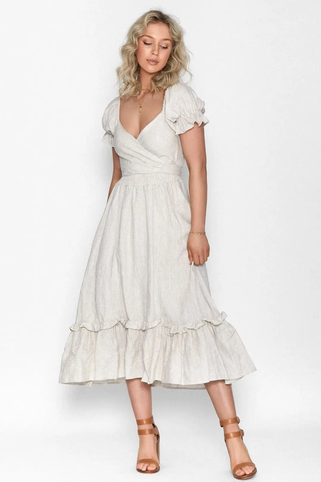 Aulieude Marianne Dress in Oat Cream Size 16 for rent on The Volte - main image