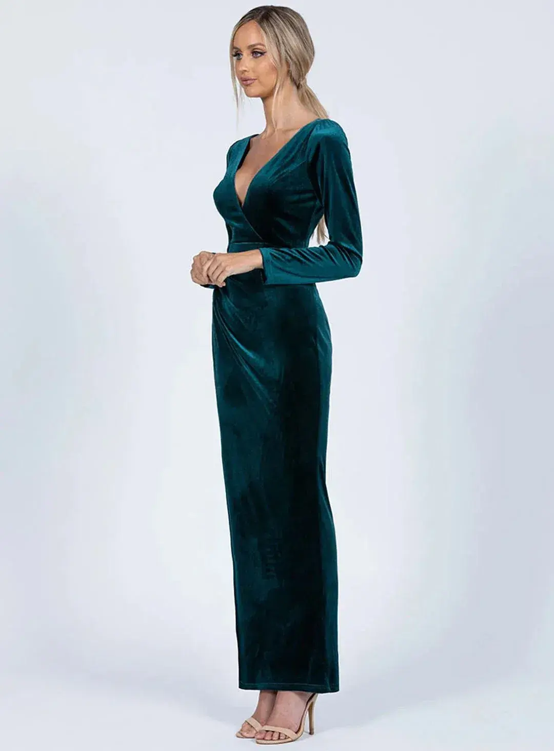 Bariano Isla Sleeve Maxi Dress in Velvet Jade Size 10 - Image 2