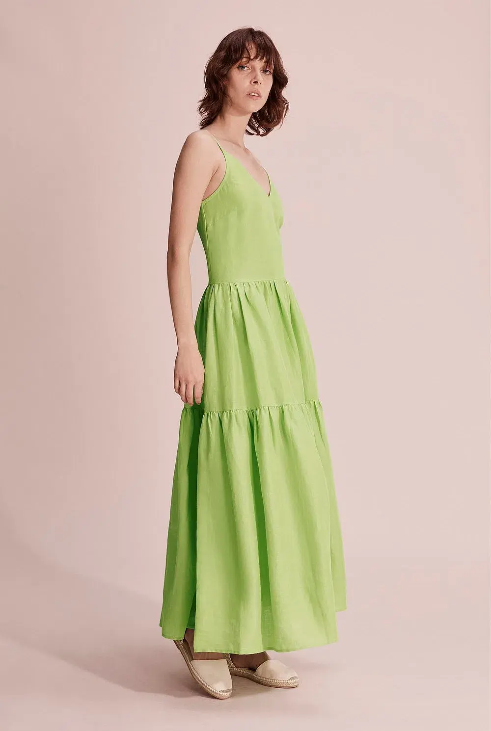 Country Road Tiered Maxi Dress Celery Green Size 12 - Image 2