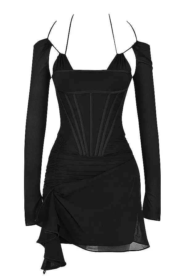 House of CB Gianna Real Silk Corset Mini Dress Black Size XS / Au 6 - Image 5