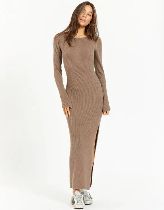 Bec and Bridge Riviera L/S Midi Dress Brown Size 6 - Image 1