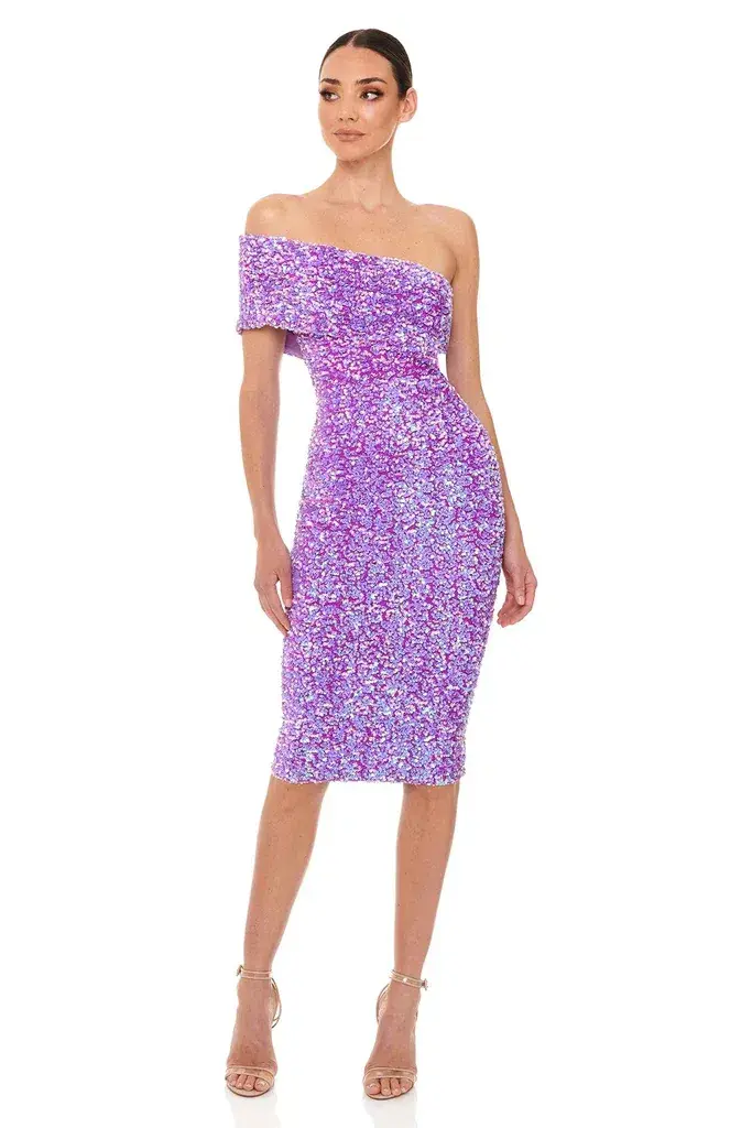 Eliya the Label Alyssa Dress Purple Sequin Size M/ Au 10 - Image 1