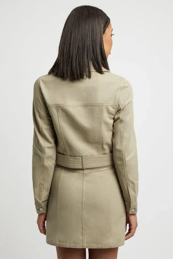 Kookai Dublin Belted D-Ring Jacket in Moss Gray Green Size 10 for rent on The Volte - main image