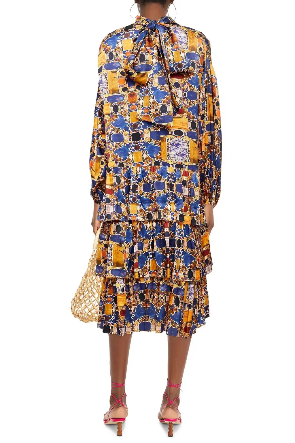 Rhode Cecile Tiered Silk Blend Midi Dress Print Size 12 - Image 2