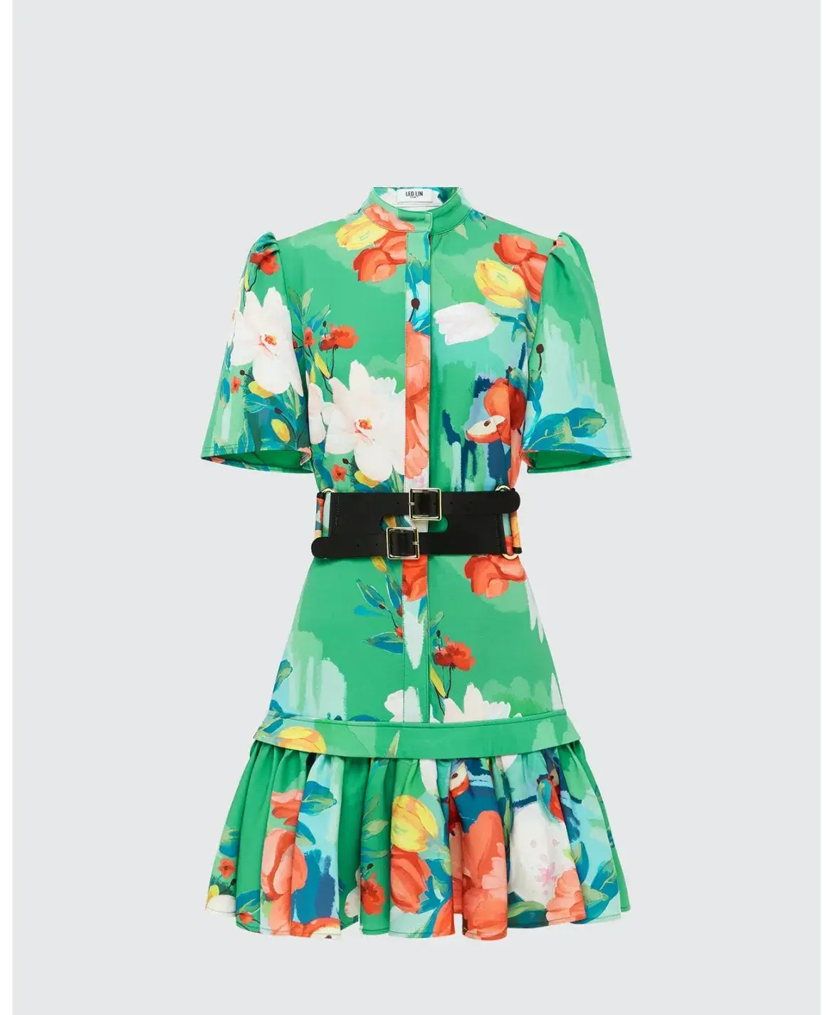 Leo Lin Florescence Shirt Mini Dress  Lily Pad Green Size 6 - Image 1